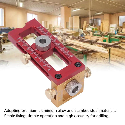 Six Piece Drill Jig Kit With Adjustable Bushings For Precise Woodworking Holes And Quick Assembly displayed in workshop