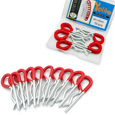 Beefy Ten Pack Heavy Duty Hitch Pins R Clips With Rubber Coated Grips 60mm Long 3mm Wire Diameter Spring Retaining Pins