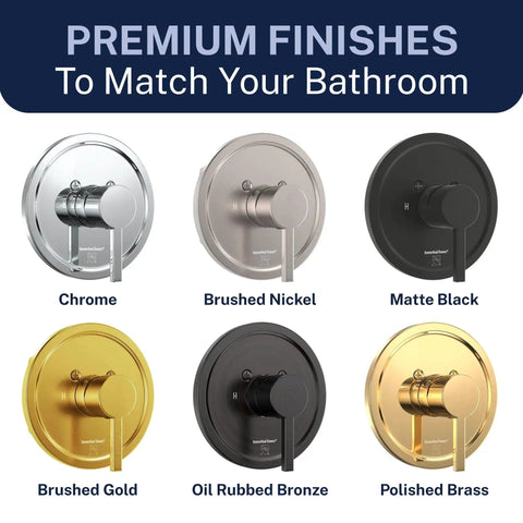 Solid Metal Single Handle Shower Trim Kit With Rough In Valve And Pressure Balance, Brushed Nickel Finish shown with other finishes