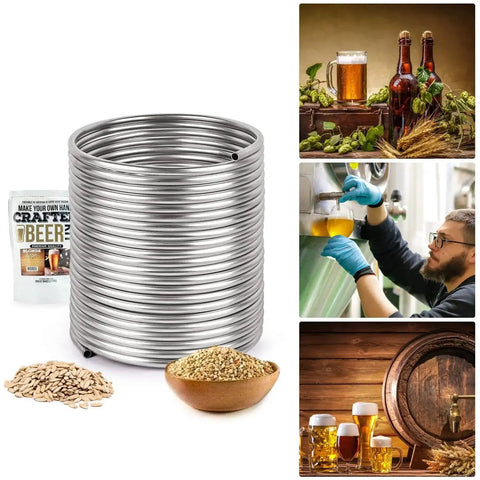 3/8 Inch By 50 Foot 304 Stainless Steel Immersion Tubing Coil For Ice Bath Water Chiller And Beer Brewing with brewing setup