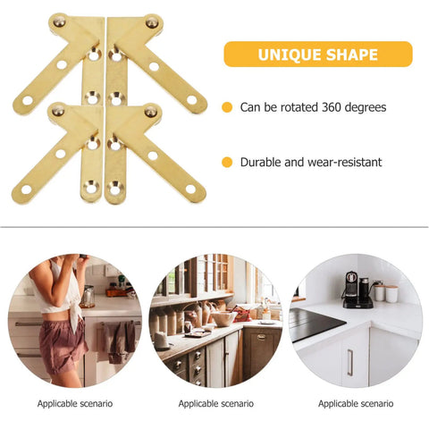 360 Degree Rotatable Door Pivot Hinges Set With Four L Shape Concealed Hardware And Screws displayed on elegant backgrounds
