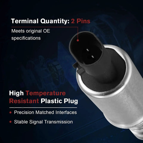 VVT Solenoid Oil Control Valve For Chevy Cruze Sonic Trax Aveo Aveo5 G3 Astra 2008 2020 1.6L And 1.8L Engines 2 Pack Replacement Engine Variable Valve Timing Solenoid For GM Cars, close-up of 2-pin terminal and plastic plug