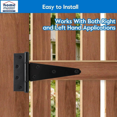 8 Inch T Strap Heavy Duty Shed Door Hinges Black Tee Hinge For Wooden Fences Yard Doors Barn Doors And Gates Rustproof Wrought Iron