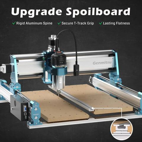 Beefed-Up 4040-PRO MAX CNC Router With 710W Spindle Drive, Linear Rail Precision On X And Z Axes, Reinforced Spoilboard With T-Track