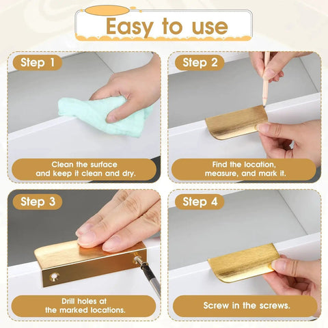 Installation steps for Gold Edge Finger Cabinet Pulls 3.15 Inch Aluminum Drawer Handles Set of 5 for Cabinets and Cupboards