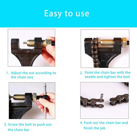 Built Tough Chain Breaker Tool For 420 428 520 525 528 530 Roller Chains Adjustable length steps