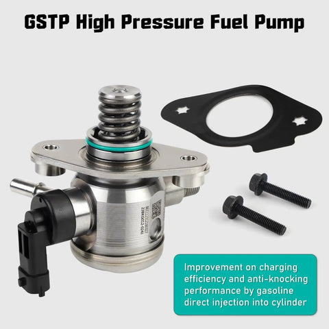 High Pressure Fuel Pump EP1028 For 2010 To 2017 2 4L GMC Terrain Chevy Equinox Captiva Malibu Orlando Buick Lacrosse Verano Regal Replacement With OE Numbers 12639694 12633423 12641847 HP1640, shown with gasket and screws.