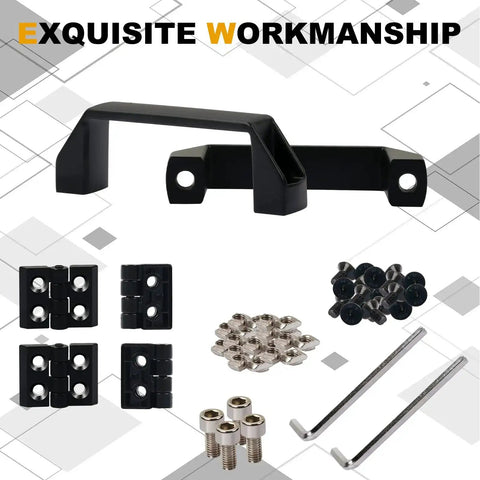 Two Sets Door Handle And Frame Hinges Install Kit For 20x20 Aluminum Extrusion Profile Slot 6mm, hardware and tools included