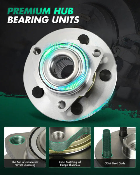 Two Front Wheel Hub And Bearing Assembly Set For Dodge Ram 1500 2002 To 2008 Left And Right 515072 OE Replacement Close-up