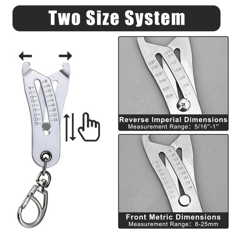 5 Piece Bolt Size Finder Tool Set With Mini Vernier Calipers And Small Ruler, Portable Nut And Bolt Thread Checker, Keychain Sizer, And Bolt Head Size Finder