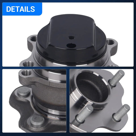 Rear Wheel Bearing And Hub Assembly For Nissan Rogue 2008 2009 2010 2011 2012 2013 Rear FWD And Rogue Select 2014 2015 With ABS 5 Lug Upgrade Kit Built For A Smooth Quiet Ride And Easy Install 43202JG01A 512398 close-up view