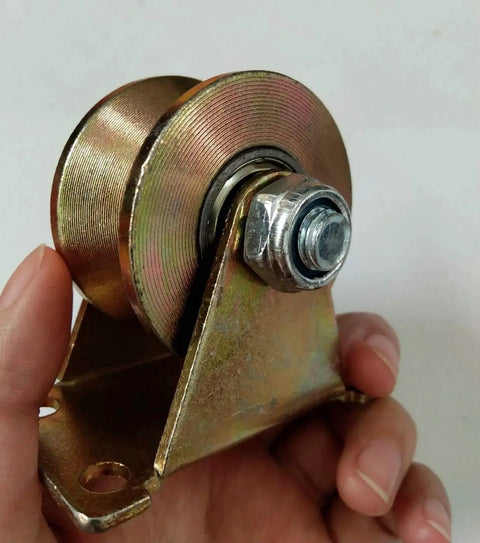 Heavy Duty V Groove Rigid Caster Wheel 49mm Diameter 2 Inch Plate Caster With 300kg Capacity Made From 45 Steel Yellow Finish in hand