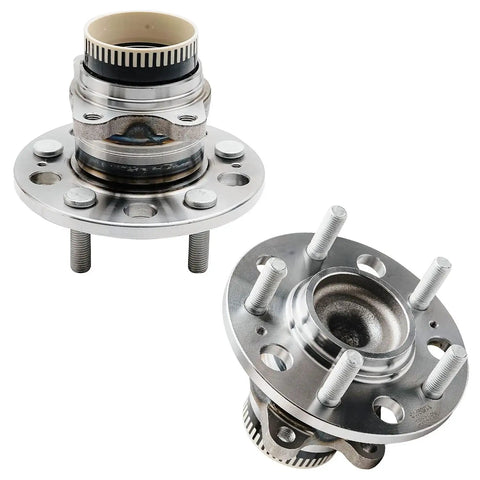 Front Steering Knuckles And Wheel Hub Bearings Kit For 2011 Hyundai Sonata 2.4L With Sport Suspension FWD Replacement Includes Two Front Knuckles And Two Rear Hubs And Bearings kit shows two wheel hubs with bearings.