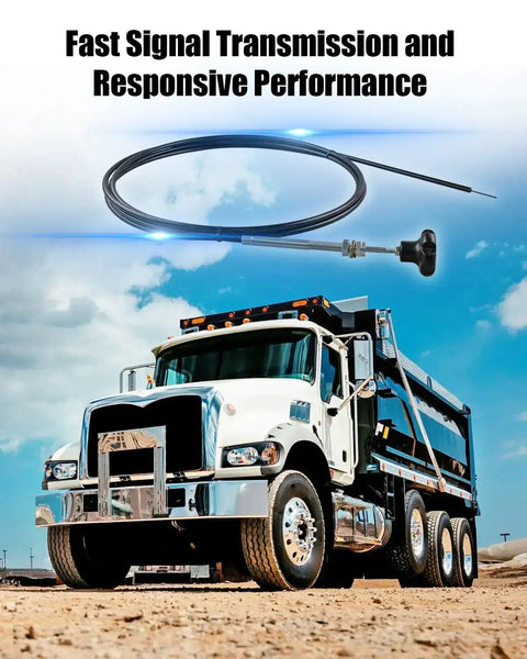 15 Ft PTO Control Cable With 2 Inch Black Knob For Dump Trucks And Heavy Equipment Replacement 55199