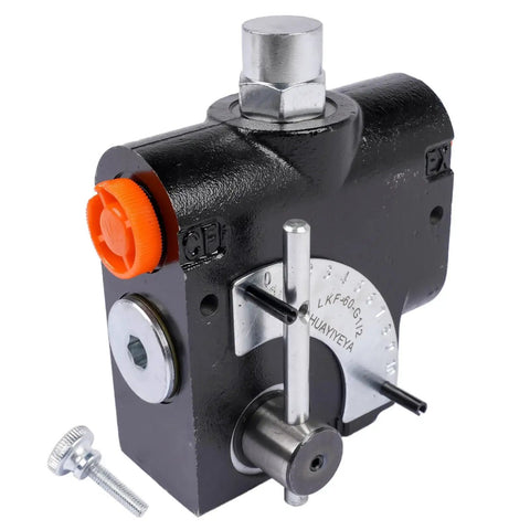 Hydraulic Adjustable Flow Control Valve With Relief For One Half Inch NPT, 30 GPM, 500 To 3000 PSI, industrial equipment