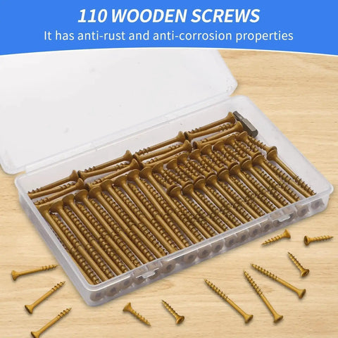 Heavy-Duty Outdoor Wood Deck Screw Kit With Bronze Epoxy Coated Rust Resistance, T25 Star Drive Bit Included, 110-Piece Assorted Set