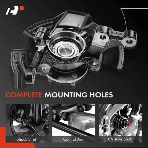 Front Right Steering Knuckle and Wheel Bearing Hub Assembly with 14mm Strut Bolt Hole for Hyundai Sonata 2011 2012 2013