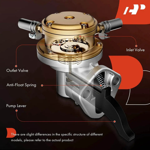 Beefed Up Mechanical Fuel Pump With Spring For Classic Chevrolet Buick GMC Oldsmobile And Pontiac Vehicles with visible pump lever and inlet valve.