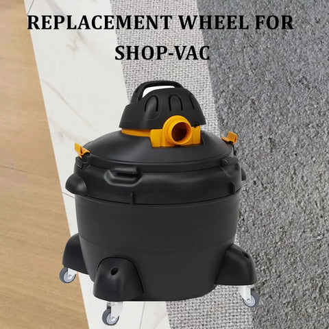 2-Inch Swivel Stem Caster Set For Weber Grill And Shop Vac, showing a shop-vac with replacement wheels installed.