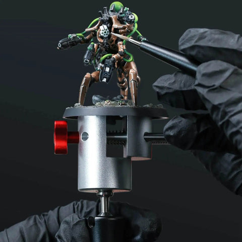 Handheld Fixture Vise Tool For Precise Handheld Modeling And Micro Build Work, CNC Machined with dual guide rails holding a model