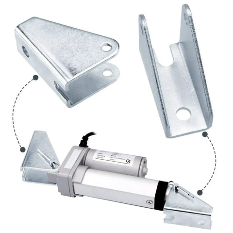 Heavy Duty Metal Mounting Brackets For Linear Actuators, 180 Degree Rotation, Silver, 2 Pack attached to an actuator