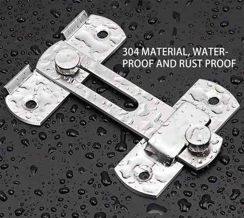 Close-up of the 180 Degree Flip Sliding Barn Door Lock For Privacy, Heavy Duty Barn Door Latch Kit, with water droplets showing rust resistance.
