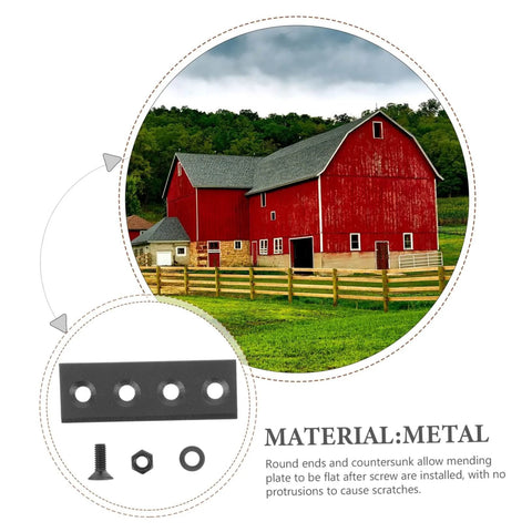 Black Sliding Barn Door Track Connector Kit Sturdy Metal Hardware For No Hassle Installation shown with red barn backdrop