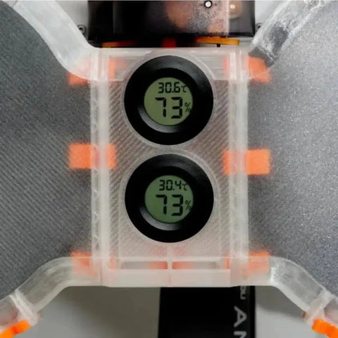 Close-up of hygrometers in Spool Housing Kit for Lite Mini Filament Dryer A1 and A1 Mini Keeps Filament Dry with Four Hygrometers.