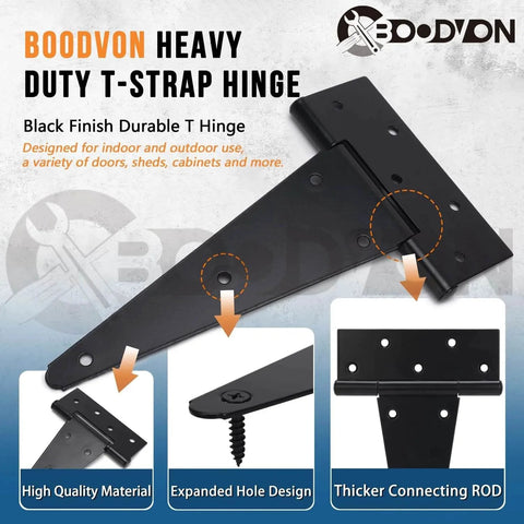10 Inch T Strap Gate Hinges In Black Powder Coated Finish Heavy Duty Tee Hinges For Wooden Fences And Yard Gates 2 Pack