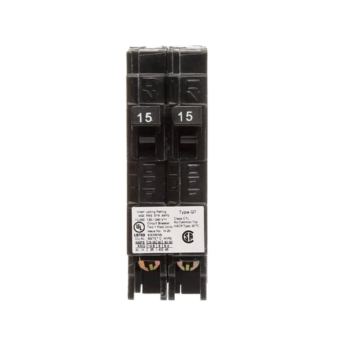 Q1515 15 Amp Duplex Circuit Breaker Black QT Type Plug-In For Load Centers And Meter Combinations, Non-CTL Canadian Version