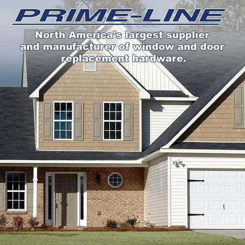 Prime-Line building exterior showing a house with tan siding, white garage door, and foliage