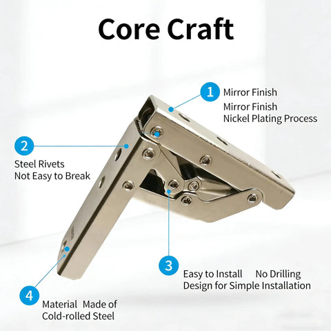 Hidden Cabinet Door Hinges 90 Degree Invisible Folding Hinge 4 Pack, nickel-plated cold-rolled steel, easy install, no visible hardware.