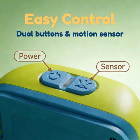 Close-up of Kid Friendly Motion Sensor Headlamp And Rechargeable Camping Lantern Set with dual buttons for easy control.