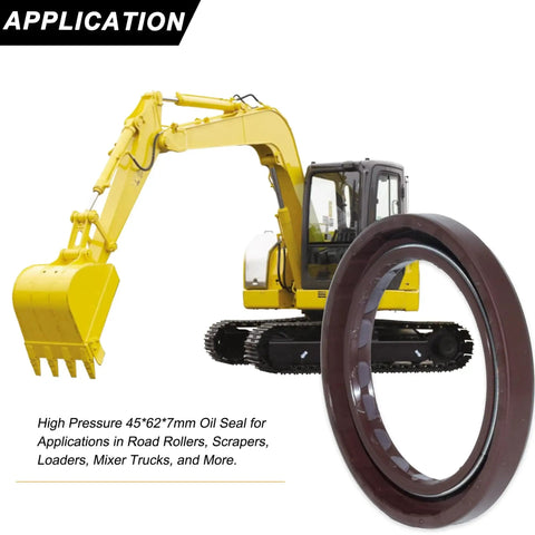 High Pressure Rotary Shaft Oil Seal 45x62x7 Fluorine Rubber Double Lip For Hydraulic Pumps Motors And Excavators, with Excavator