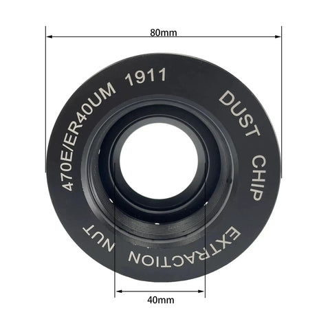 Front view of ER40 Dust Chip Extraction Nut for Woodworking CNC Tool Milling Cutter with Wrench, Pro Grade Heavy Duty Alloy