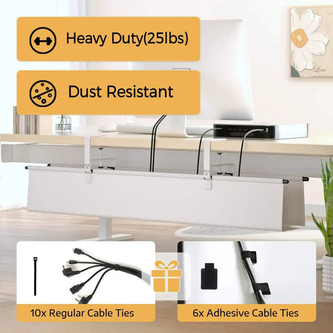 Under Desk Cable Management Tray 36 Inch Cord Organizer For Desk No Drill Fabric Under Table Wire Organizer With 16 Cable Ties view