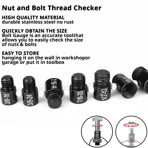 All In One Nut And Bolt Thread Checker With 45 Gauges For Quick Bolt Size And Nut Verification Includes 24 Inch And 21 Metric Sets Rotating Gauges