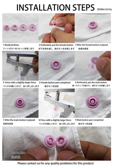 Snap Fasteners Kit With Pliers For Crafts And Cloth Diapers, 384 Sets In 24 Colors, Step-by-Step Installation Guide