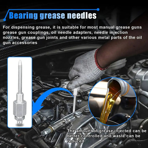 Pro Grade Grease Gun Needle Kit 7 Pieces With 5 Nipples 1 Needle Dispenser And 1 Rubber Joint Nipple For automotive machinery bearing maintenance