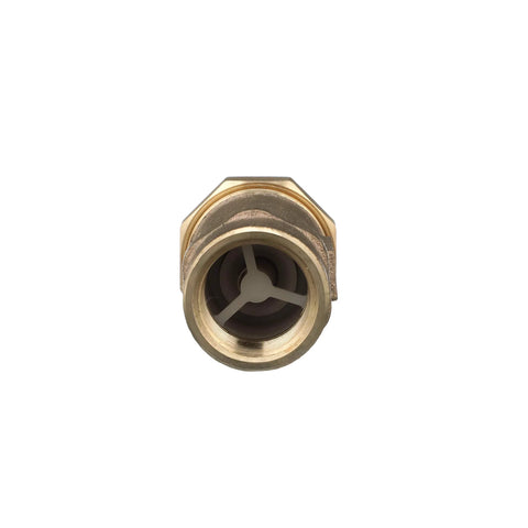 Zurn Wilkins 1UFX1F-700XL dual check valve, brass body with 1 in female union inlet and outlet, gray internal check mechanism