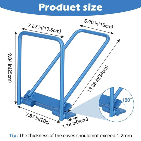 Diagram showing dimensions of Heavy Duty Standing Seam Roofing Tool Metal Bender 13 X 7.9 Inch with a 180-degree fold.