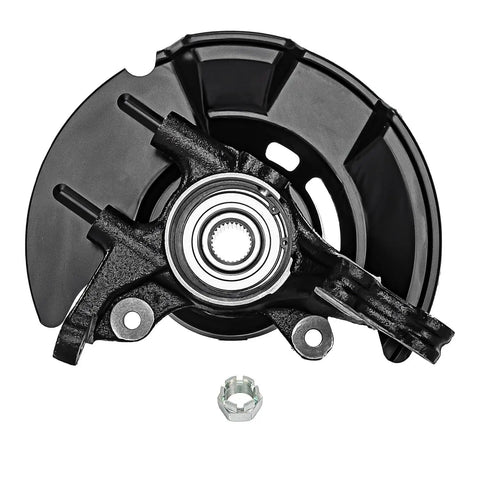 Front view of Front Steering Knuckles With Wheel Hub Bearings And Outer Tie Rod Ends Replacement Kit For 2007 2012 Hyundai Elantra