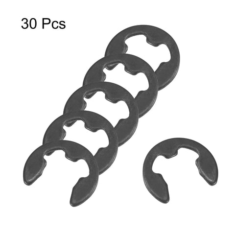 12mm External Retaining E Clip Circlip Snap Ring Set for Shafts and Mechanisms, Carbon Steel with Black Finish, 30 Pcs Durable Universal Fits