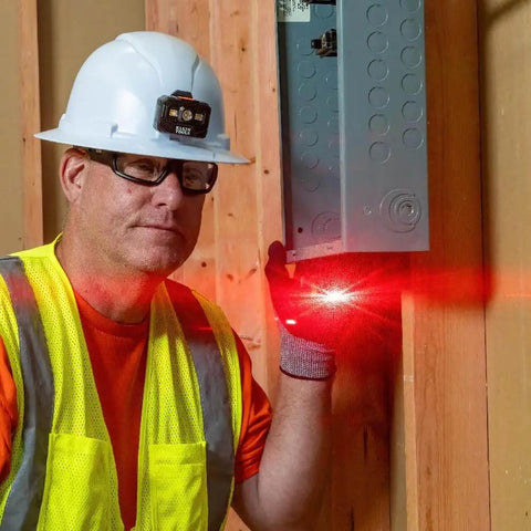 Worker using Magnetic Pocket Laser Level With 360 Degree Wall Attachment, Red Laser Line Reaches 30 Feet, 3 Bubble Vials