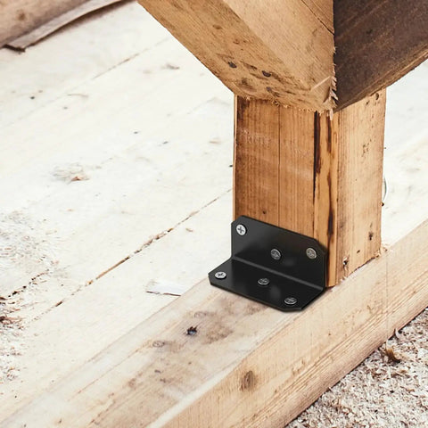 2x4 Inch Galvanized L Bracket 15Pcs Heavy Duty Steel Corner Brace installed on wood for sturdy support