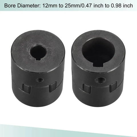 Flexible Coupling Shaft 12mm To 25mm Bore Motor Coupler Joint For Servo And Stepper Motors, 52mm Long, 44.5mm OD, black steel