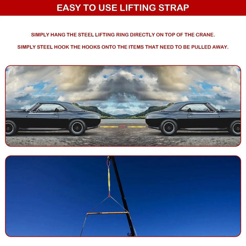 Vigtayue lifting slings with hooks, two-leg bridle web sling, polyester; 3.3 ft, 13227 lb capacity; two-panel view