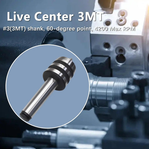 3MT Live Center 60 Degree Tailstock Center for Wood and Metal Lathes with 4000 RPM 900 Pounds Max Weight 0.0006 Inch Runout