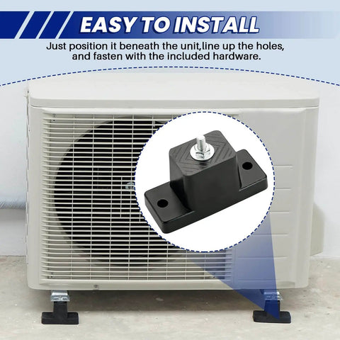 Four sturdy rubber vibration isolator mounting brackets deliver solid anti vibration support for outdoor mini split condensers