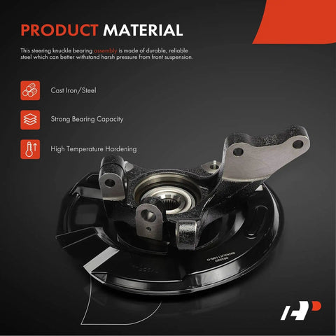Beefy Two Pack Front Left And Right Steering Knuckle And Wheel Bearing Hub Assembly For Hyundai Santa Fe 2001 2002 2003 2004 With Dust Shield Driver And Passenger Side Fits 15 Inch Wheels And 276mm Front Rotor visible in cast iron and steel material.